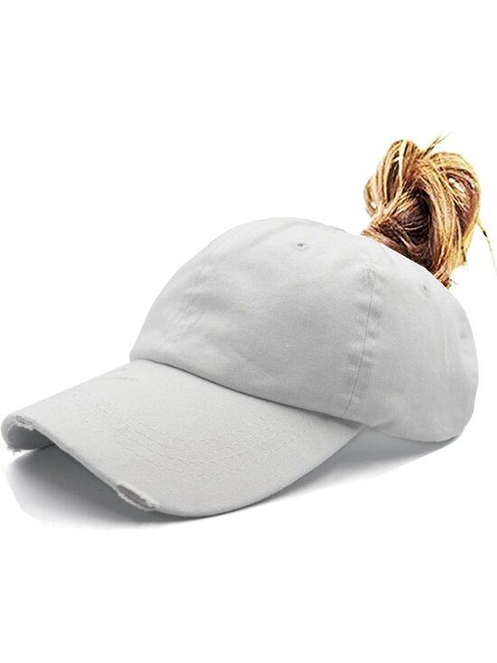 〽️Women White High Ponytail Baseball Cap Trucker Bad Hair Day Adjustable